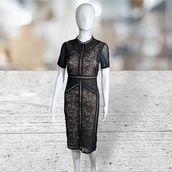 Bardot Elsie Black Lace Short Sleeve Dress - Picture 3 of 9